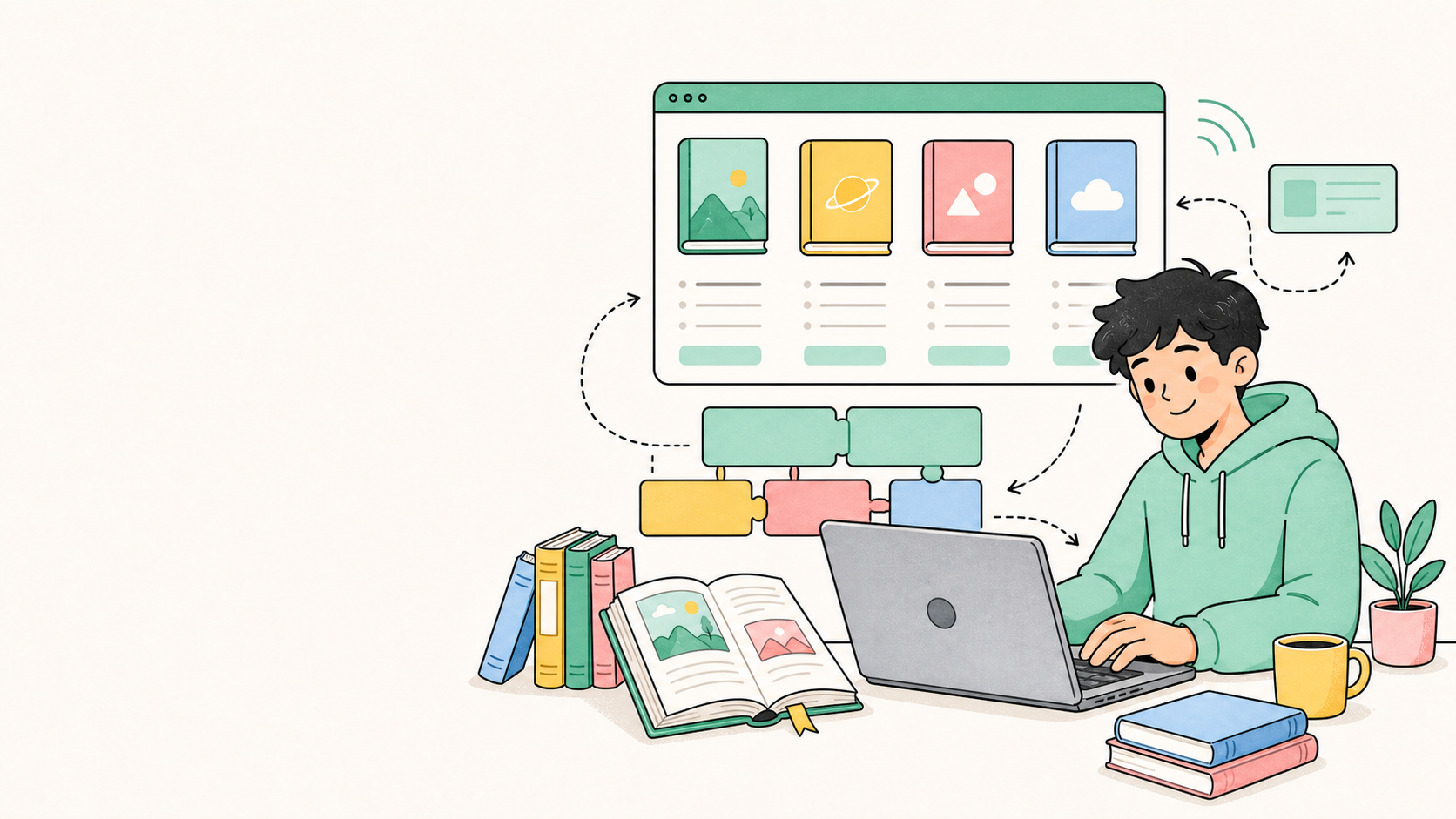 นักศึกษากำลังสร้างหน้าเว็บ Angular ที่แสดงรายการหนังสือด้วย component และ signal